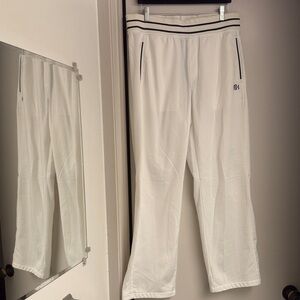 90s vintage M Armani Exchange Cream White Pants with Black Stripes